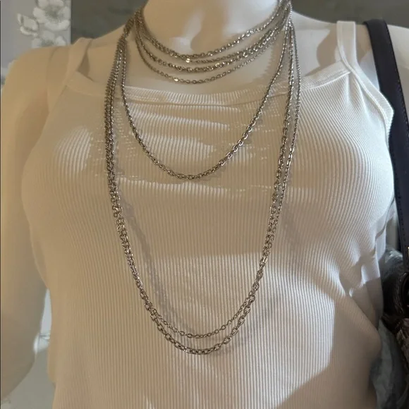 Elegant Silver Layered Necklace - Picture 5 of 5